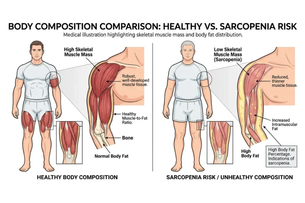 Body Composition Comparison: Healthy VS. Sarcopenia Risk