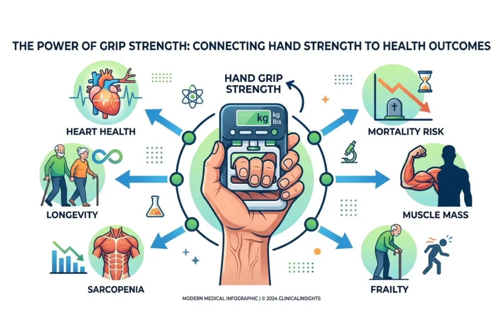 Grip strength health connections including
mortality cardiovascular and sarcopenia risk